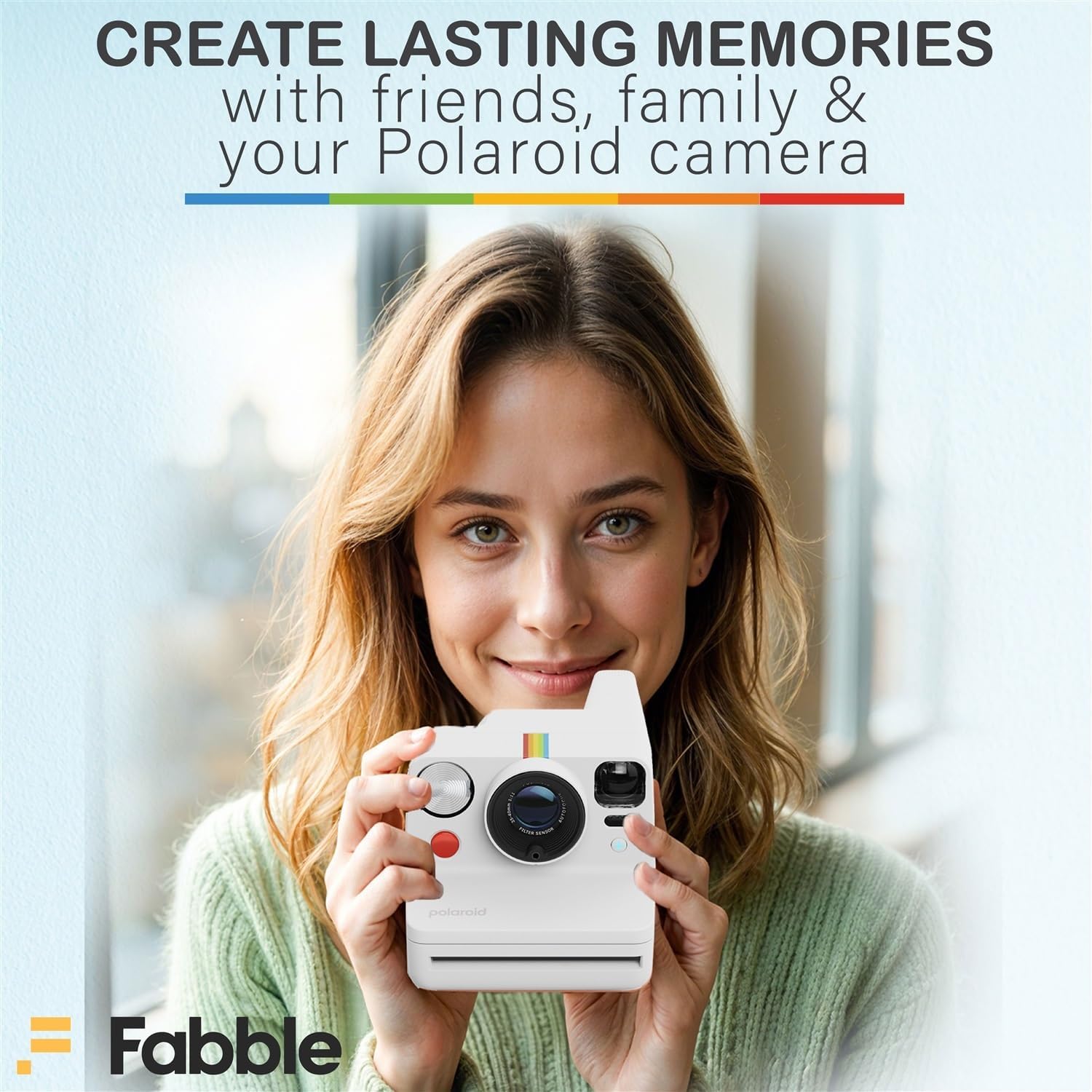 Polaroid Now+ Generation 3 I-Type Instant Film Camera (White) Bundle with Polaroid Color I-Type Film (8 Exposures), Hard Protective Case and USB-C 6 ft. Cable