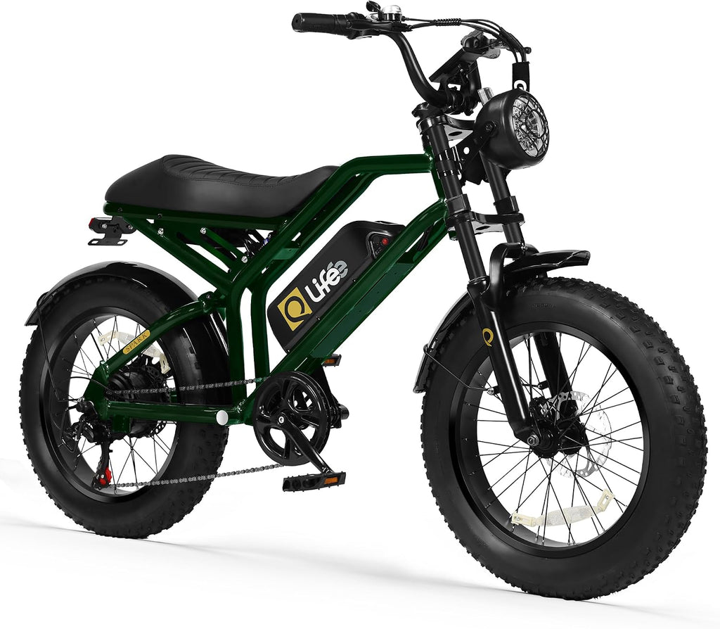 Qlife Electric Bike for Adults/Teens Spark-1500W Peak Motor 20' Fat Tires 28MPH(Unlock to 35MPH) Dirt Bike, 624-1248Wh Removable Battery Ebike, Dual Suspension & Brakes Motorcycle, 21-Speed Bicycle