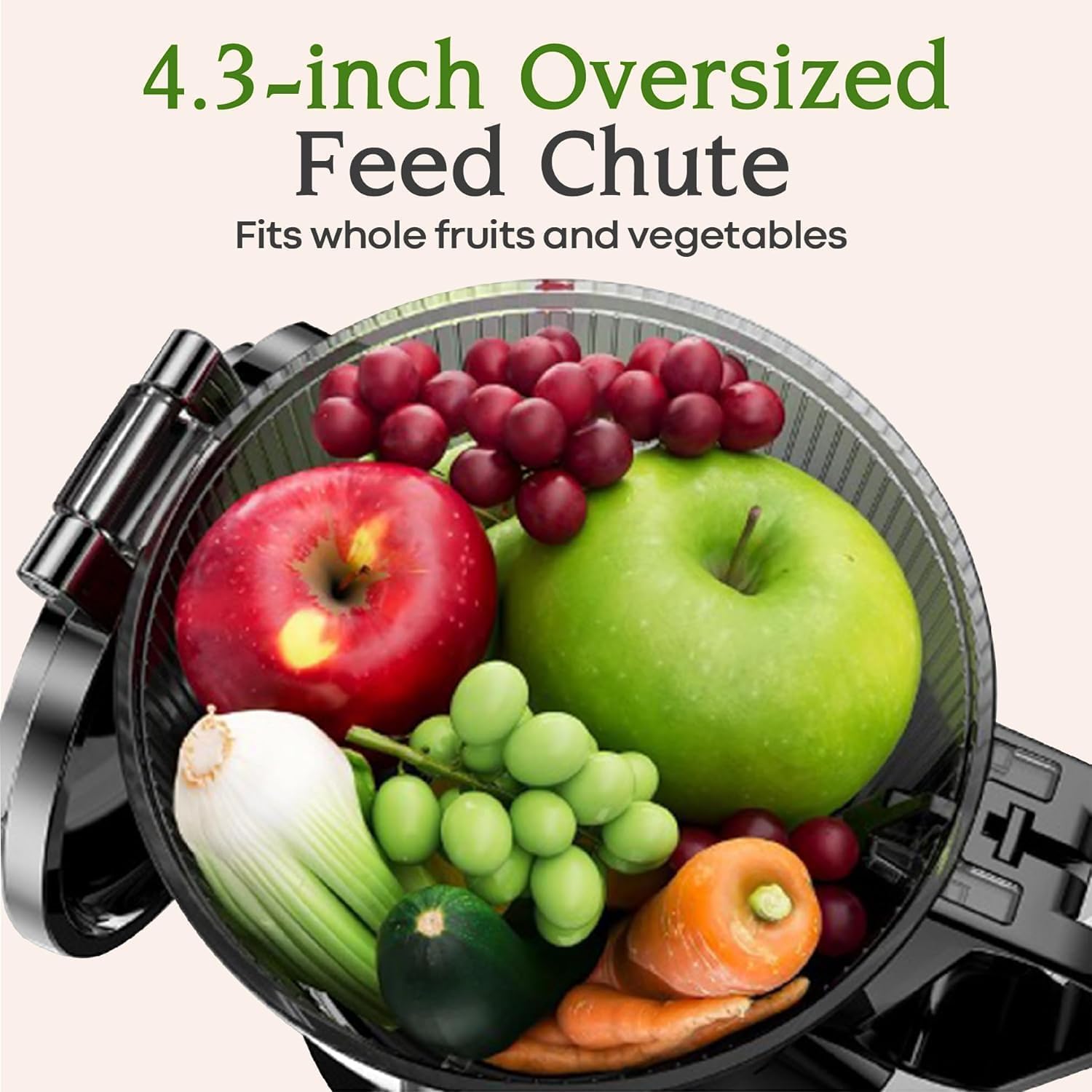 Anybear Cold Press Juicer 200W Masticating Slow Juicer 4.3' Large Feed Chute Fit Whole Fruits Vegetables | Upgraded Auger | Tritan Material | BPA Free | Juice Recipes (Silver Gray)