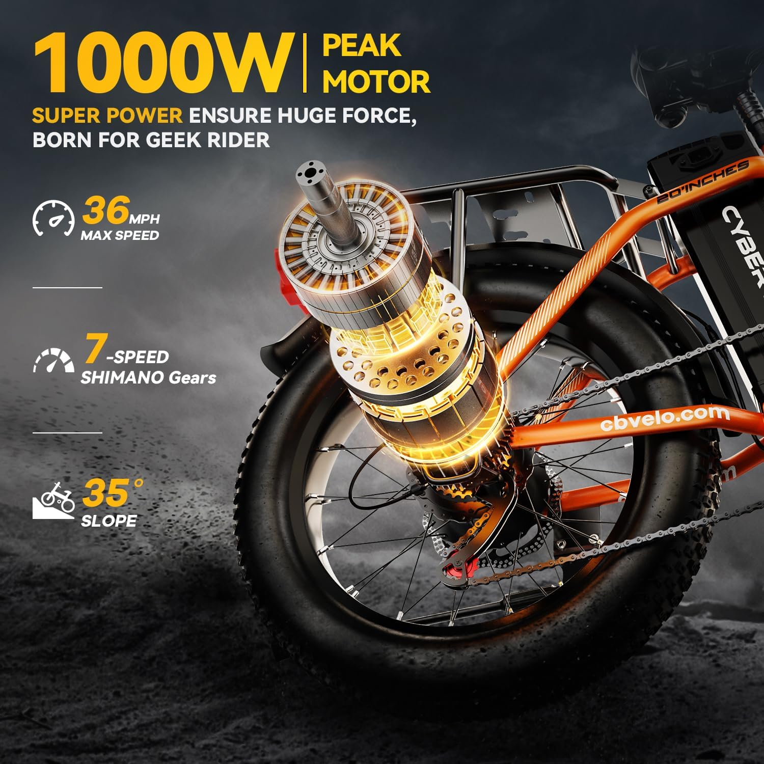 DriftGod Folding Electric Bike, 48V 20.8AH Large Removable Battery E Bike - 20'x3' Fat Tire - 80 Miles Max Range Ebike for Adults,Electric Bicycles for Commuter