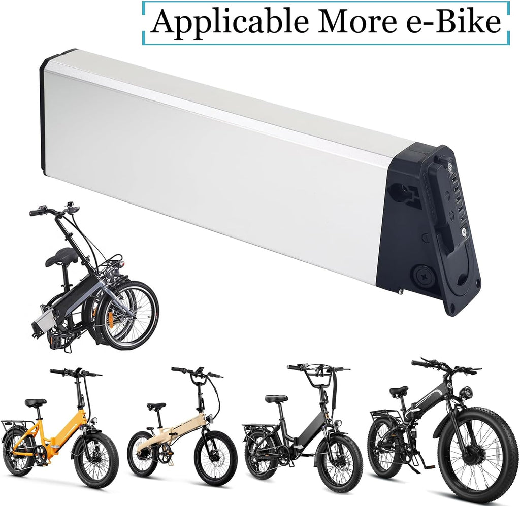 Ebike Battery Silver Fish 48V 13Ah/15Ah/, Electric Bike, Electric Bicycle Lithium-Ion Battery, for NARRAK APYEAR EBKAROCY Ebike with Charger, for 250W 350W 500W 750W 1000W Motor (48 V 13Ah)