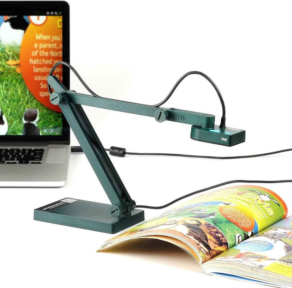 IPEVO V4K Ultra High Definition 8MP USB Document Camera — Mac OS, Windows, Chromebook Compatible for Live Demo, Web Conferencing, Distance Learning, Remote Teaching, Green