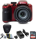 Kodak AZ425 PIXPRO Astro 20MP Digital Camera (Red) Bundle with 32GB Memory Card, Rechargeable Battery and Charger Kit Compatible with Casio NP-40 and Kodak LB-060, and Holster Camera Case (4 Items)