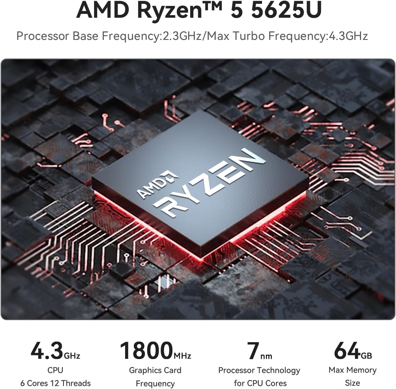 Beelink SER5 Pro Mini PC, AMD Ryzen 5 5625U(up to 4.3GHz) 6C/12T, Mini Computer 16GB DDR4 RAM 480GB NVMe SSD, Mini Desktop Computer 4K@60Hz Dual Display HDMI&DP WiFi6/BT5.2/WOL/HTPC/W-11 Pro