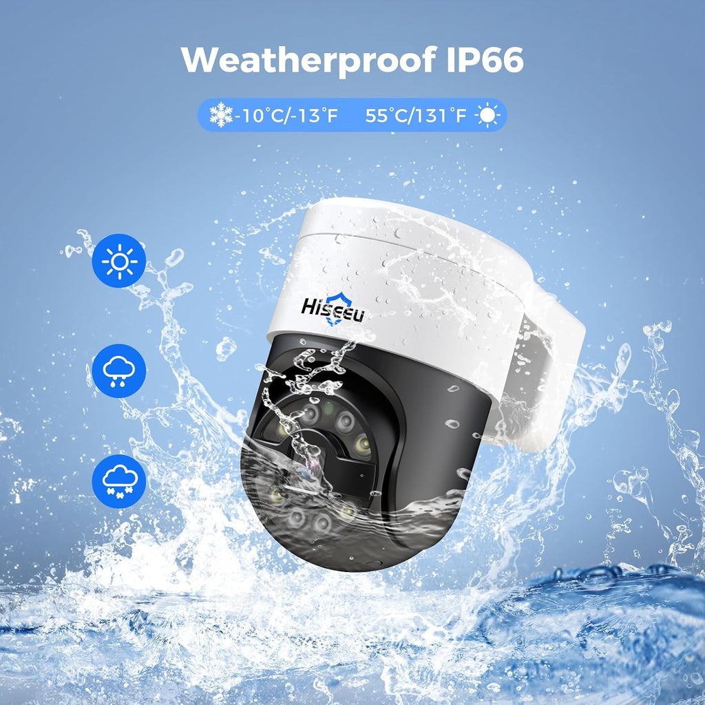 [330°View+Human Tracking] Hiseeu 6MP PoE PTZ Camera System,NVR Security Camera System w/2Pcs 5MP Wired Security Camera Outdoor&Indoor,2-Way Audio,Waterproof,7/24 Record for Home Surveillance