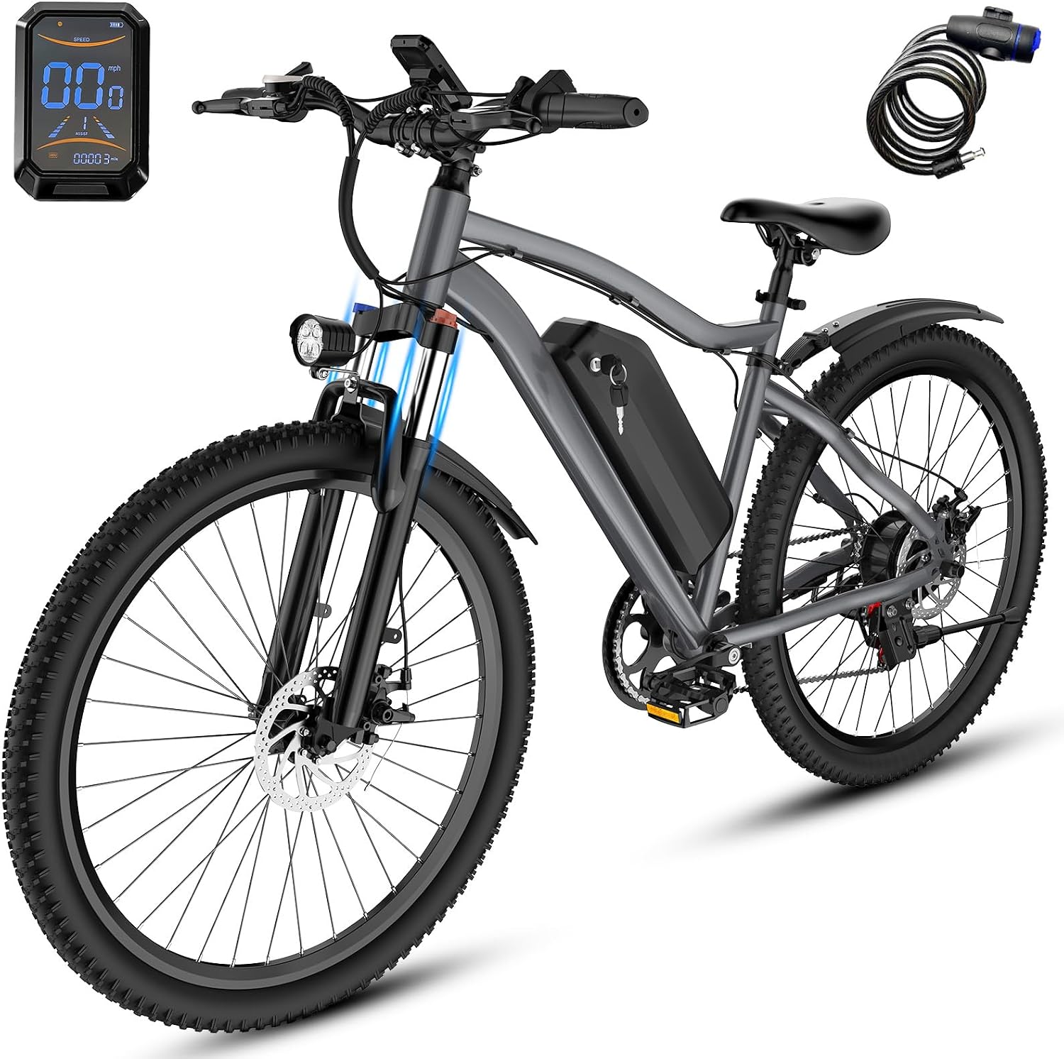 Electric Bike for Adults, 26' Commuter Ebikes with 5-Level Pedal Assist & 7 Speed Gears, 25MPH, 720W Motor, 375Wh Battery, 50 Miles, Lockable Suspension Fork, Lightweight Electric Mountain Bicycles.