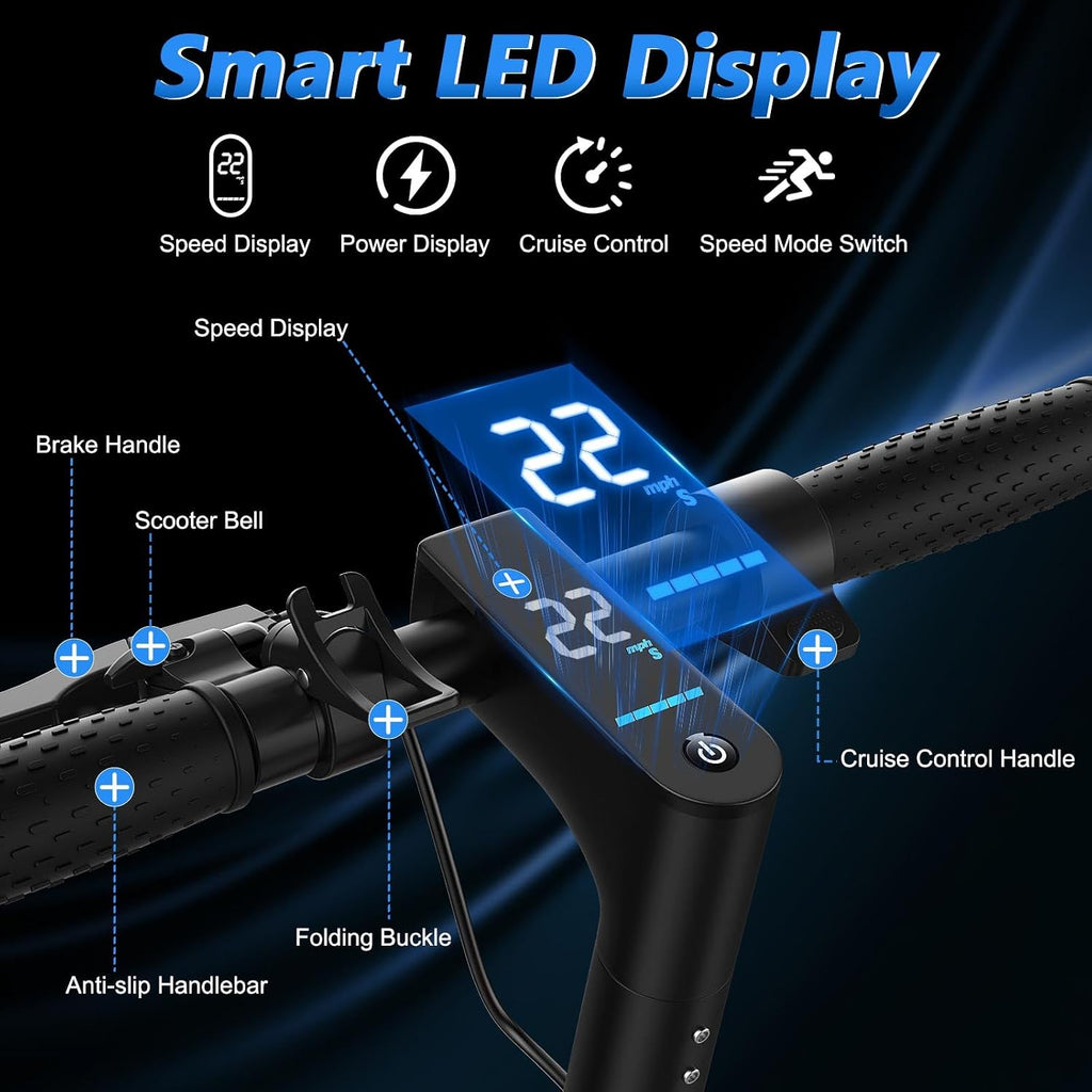 MAXSHOT Electric Scooter for Adults, 8.5/10/14' Tires, 19/22Mph, 350W/500W Motor, 21-28 Miles Range, Folding E-Scooter with Dual Suspension,APP Contro