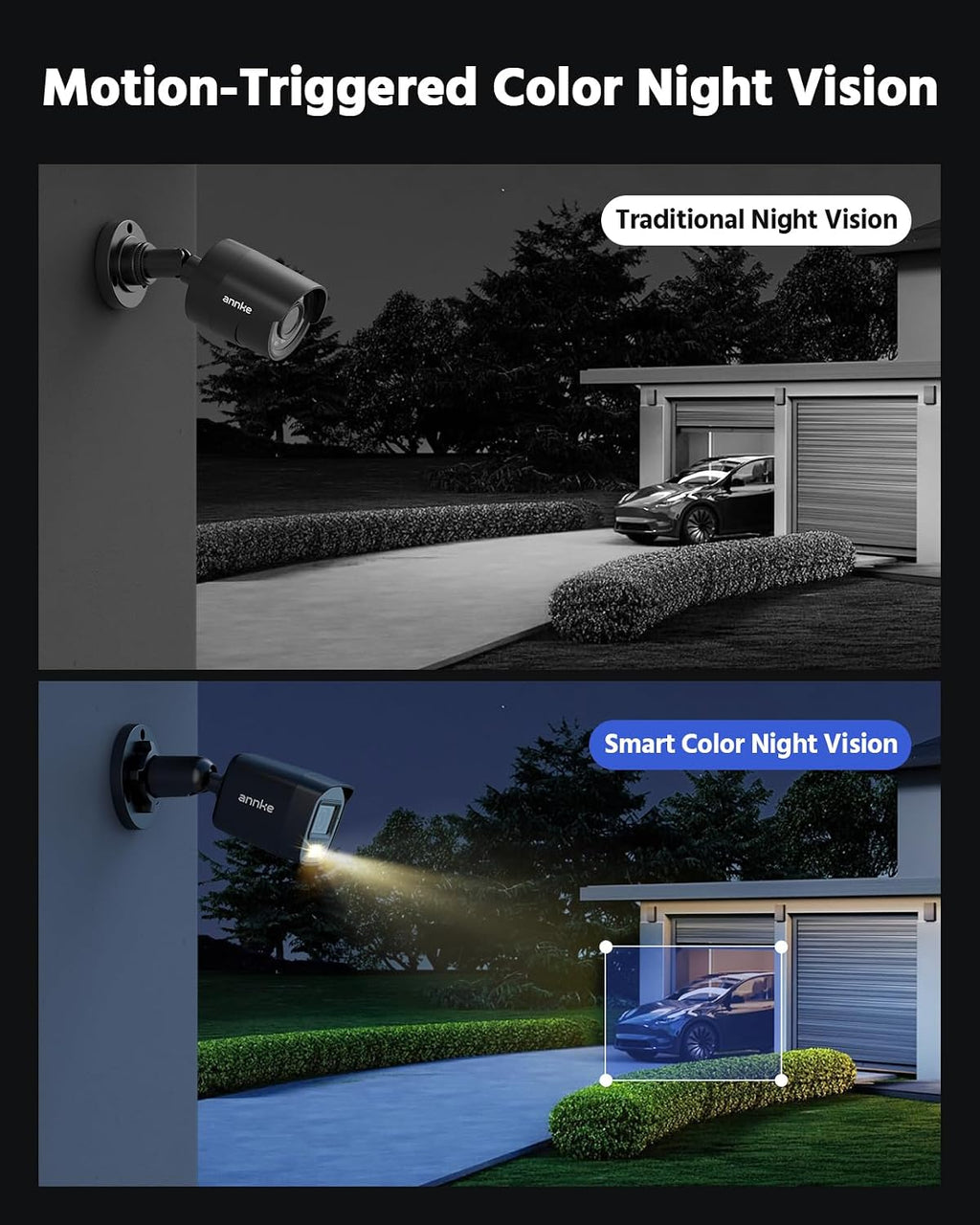 ANNKE 8CH 3K Lite Wired Security Camera System, H.265 Pro+ DVR with AI Human/Vehicle Detection, 4 x 2MP Wired CCTV Camera, Smart Color Night Vision, Easy Remote Access, IP67(NO HDD)