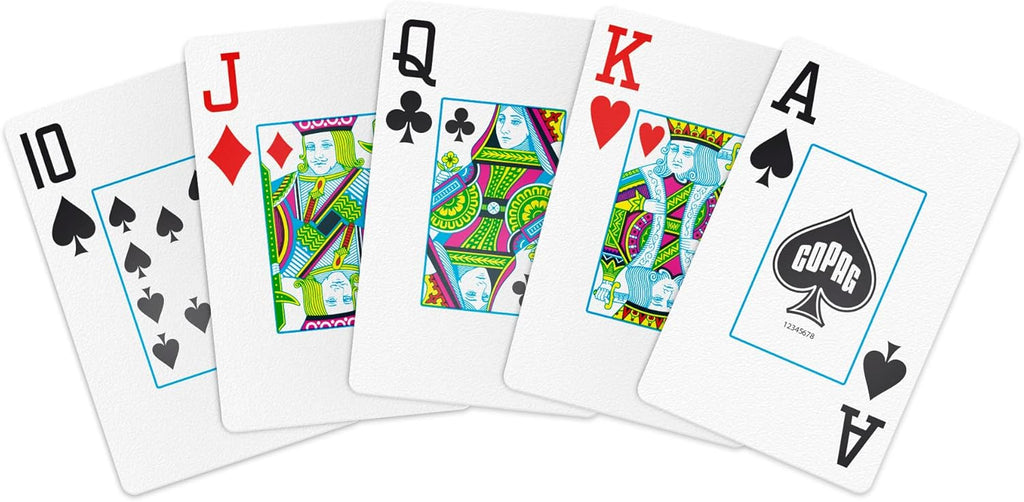 Copag 1546 Design 100% Plastic Playing Cards, Bridge Size (Narrow) Green/Burgundy (Jumbo Index, 6 Sets)