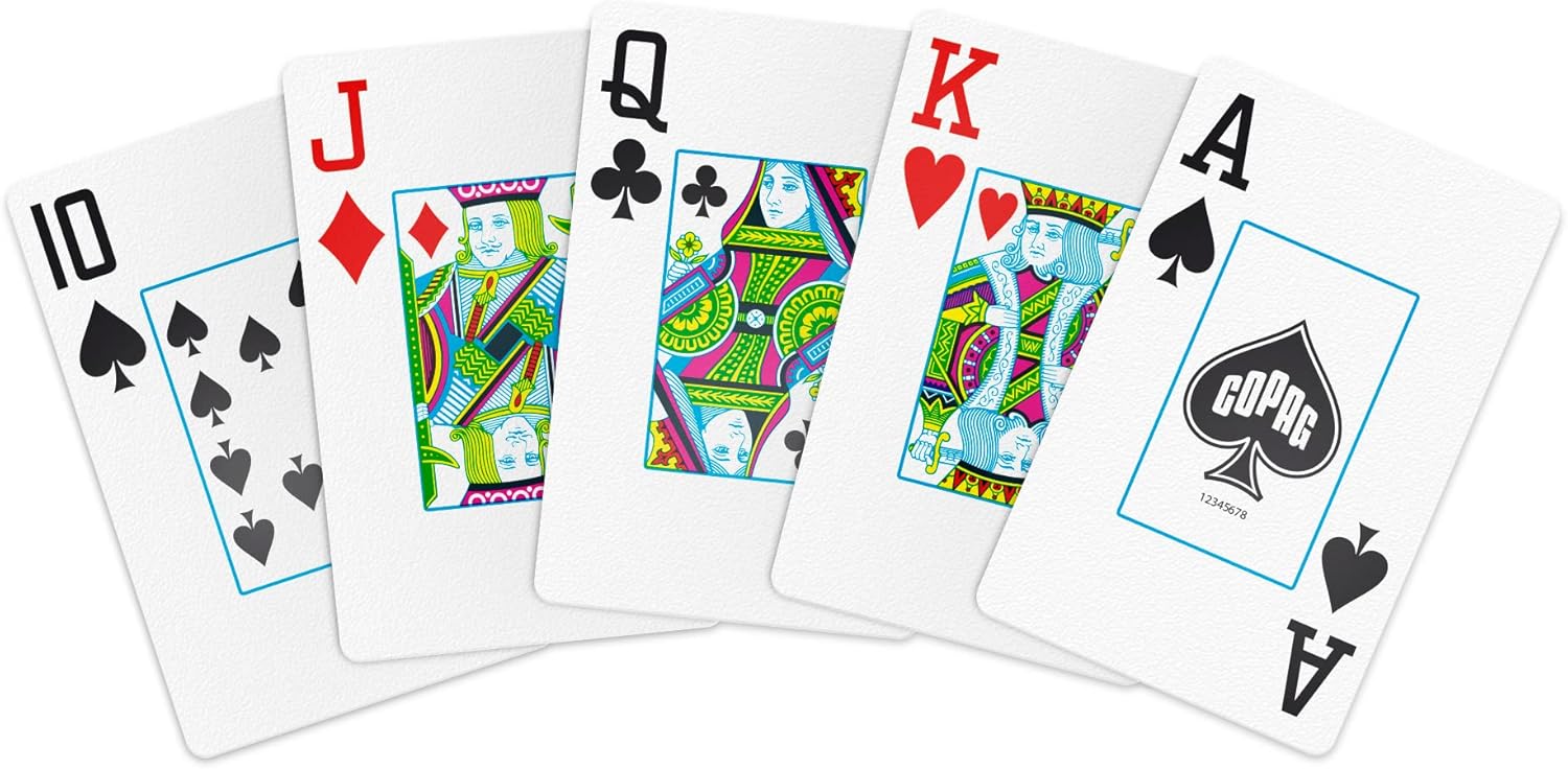 Copag 1546 Design 100% Plastic Playing Cards, Bridge Size (Narrow) Green/Burgundy (Jumbo Index, 6 Sets)
