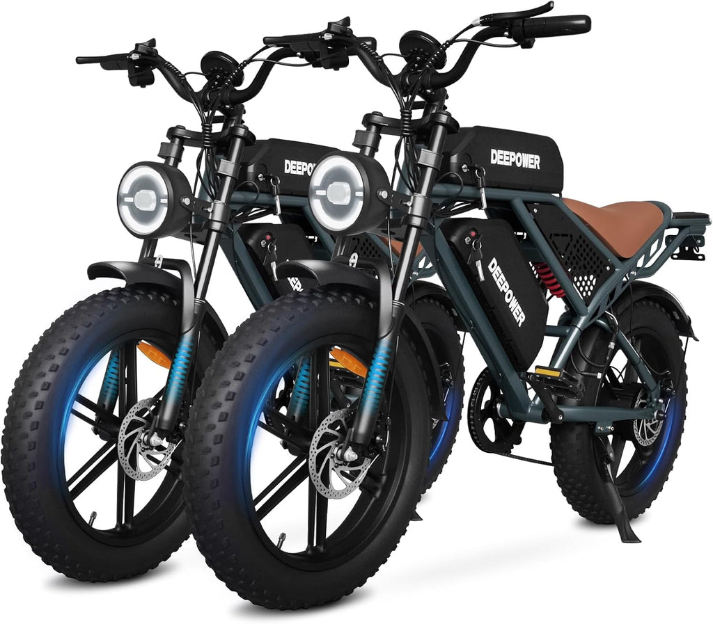 DEEPOWER Electric Bike for Adults,2000W Peak Motor&28MPH Electric Dirt Bike，48V 20AH/35AH/60AH Battery, 70-160 Max Miles,Dual Suspension Ebikes for Adults, 20' Fat Tire E Bike