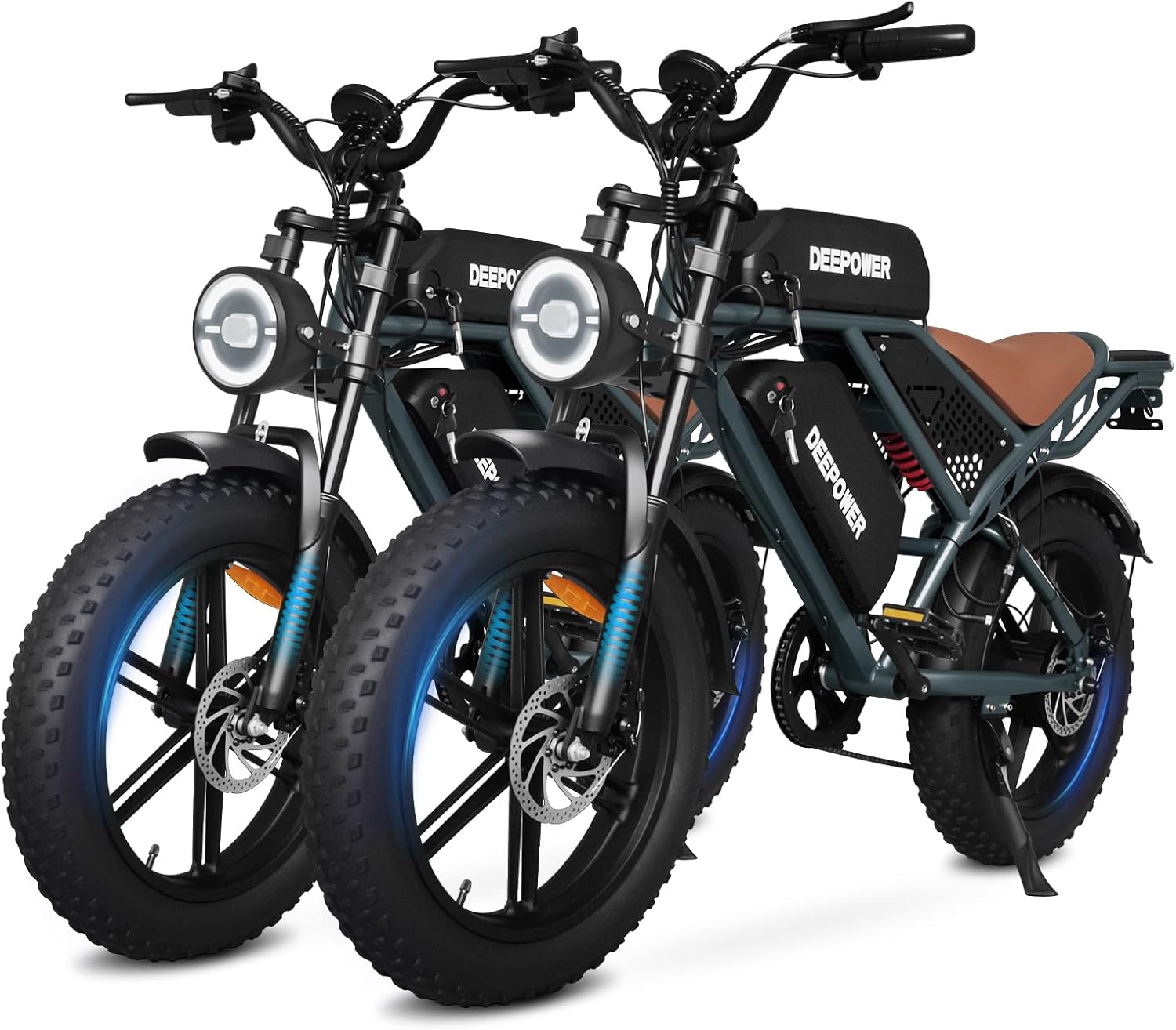 DEEPOWER Electric Bike for Adults,2000W Peak Motor&28MPH Electric Dirt Bike，48V 20AH/35AH/60AH Battery, 70-160 Max Miles,Dual Suspension Ebikes for Adults, 20' Fat Tire E Bike