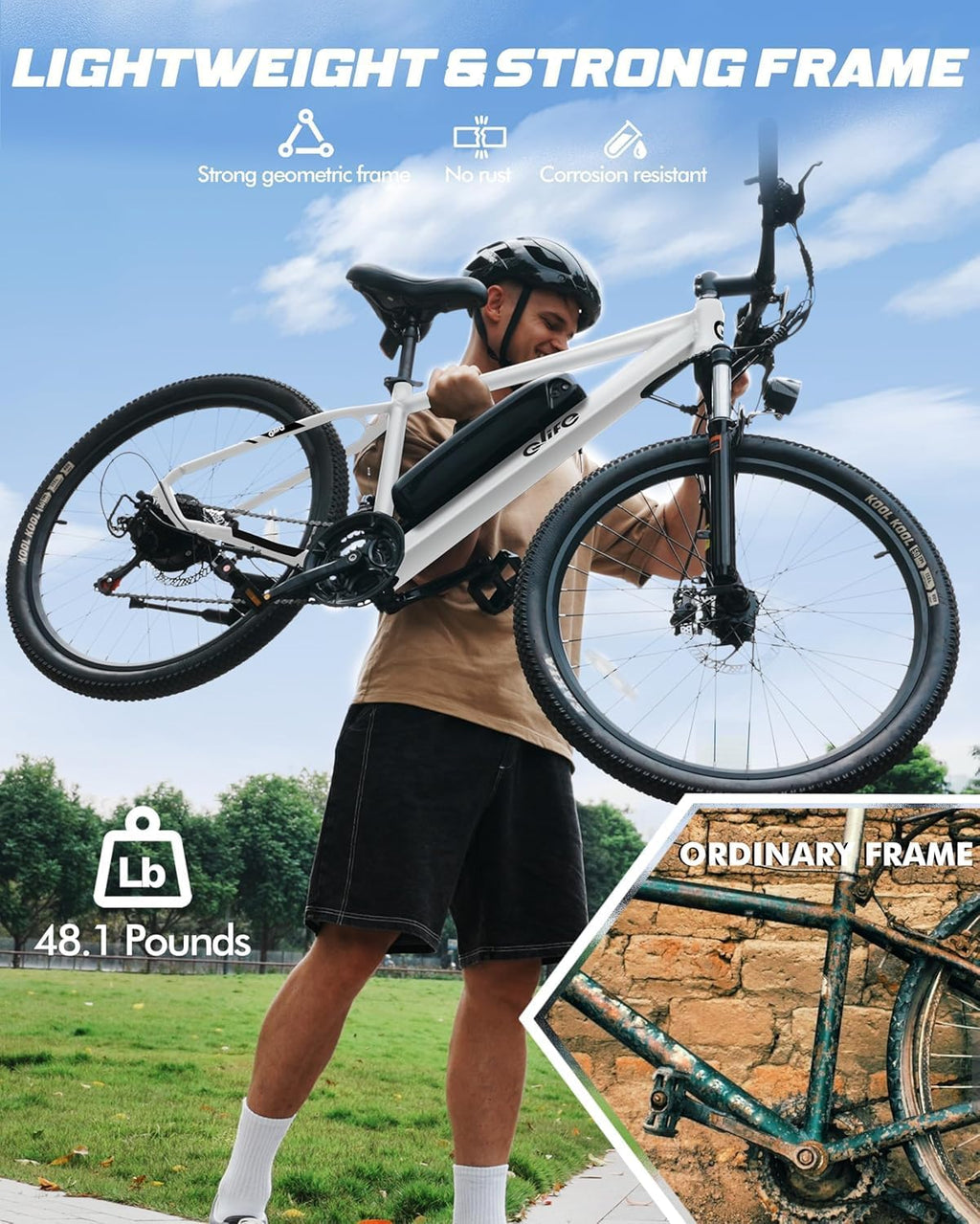 Qlife Racer Electric Bike for Adults - 21-Speed Mountain Lightweight Ebike with Peak 1000W/750W 25MPH/22MPH Brushless Motor, 375Wh Removable Battery, 26X2.1 Tire Step Over E-MTB, Up to 40 Miles