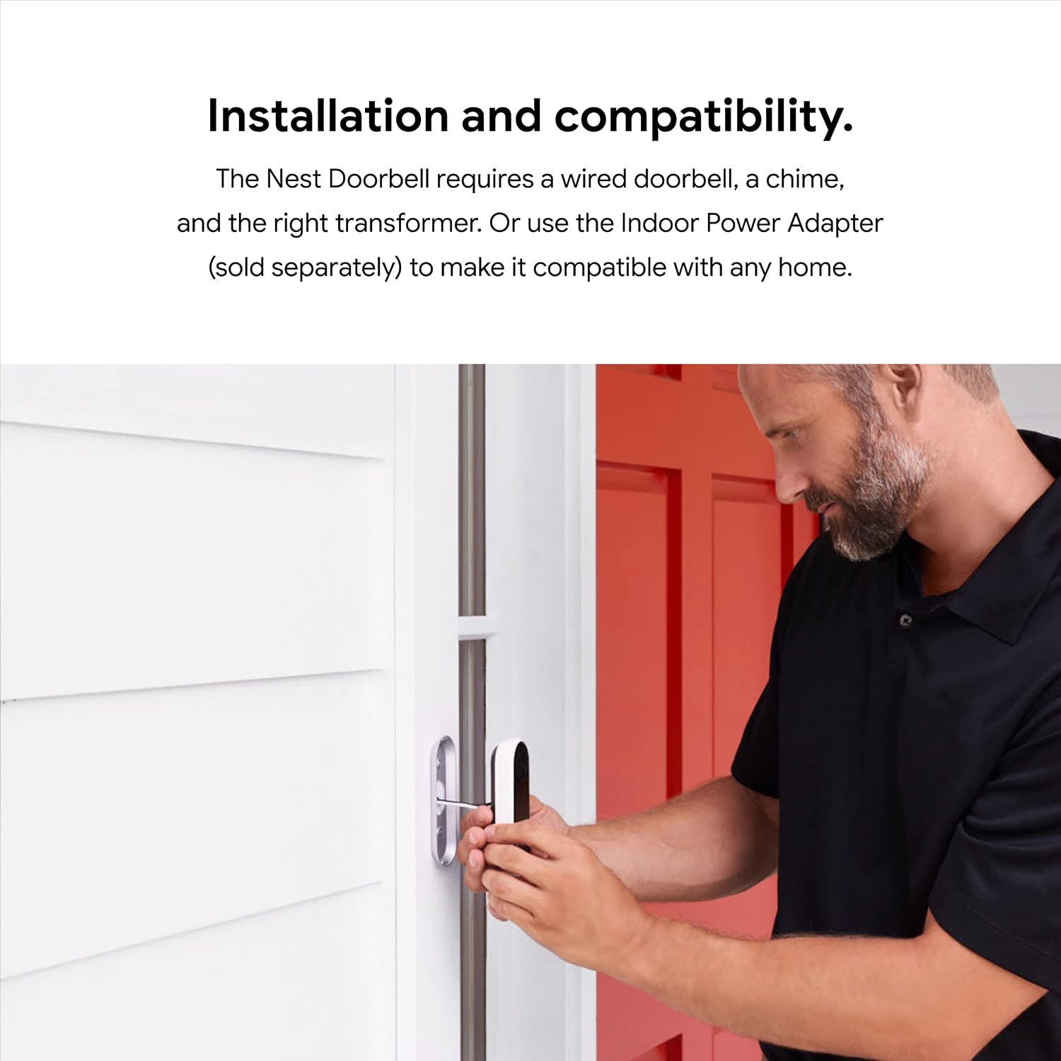 Google Nest Doorbell (Wired) - Formerly Nest Hello - Video Doorbell with 24/7 Streaming - Smart Doorbell Camera for Home with HDR Video, HD Talk and Listen, Night Vision, and Person Alerts