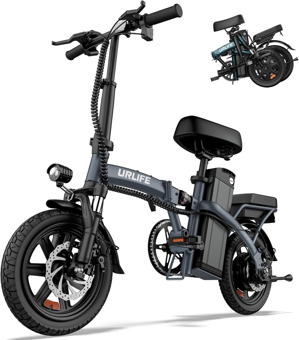 URLIFE 14' Folding Electric Bike for Adults & Teens 500W Peak Motor, 40-Mile Range, Triple Suspension UL 2849 Certified