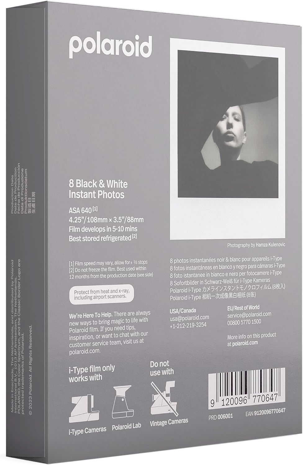Polaroid B&W Film for I-Type (6001) (Pack of 12)