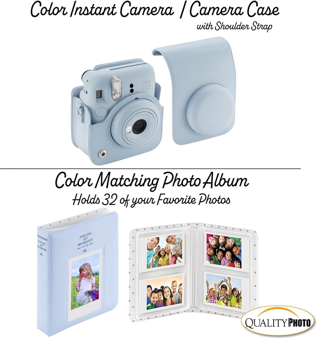 Fujifilm Instax Mini 12 Instant Camera with Case, Decoration Stickers, Frames, Photo Album and More Accessory kit (Pastel Blue)…