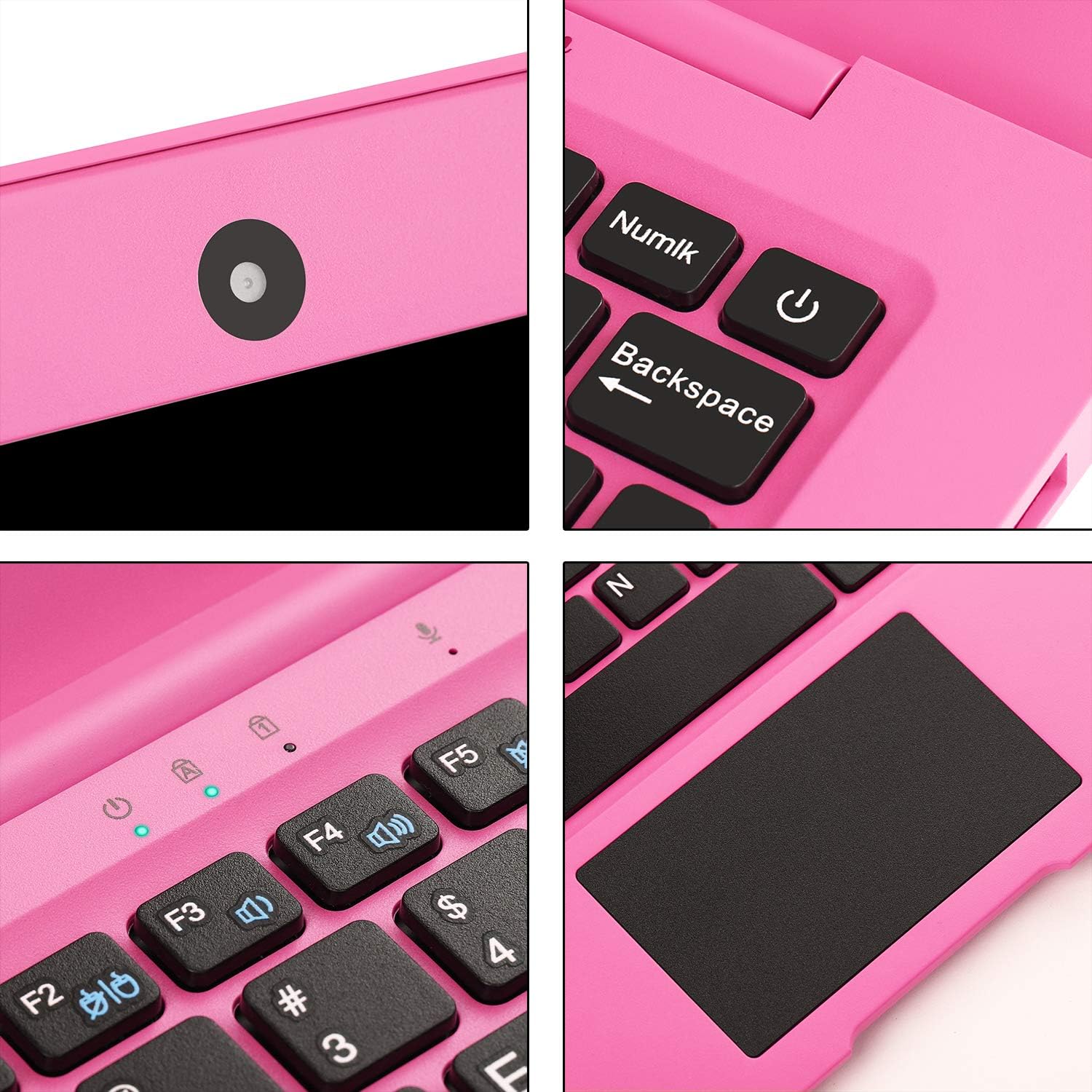 Windows 10 Computer Laptop Mini 10 Inch 32GB Ultra Thin and Light Netbook Quad Core CPU PC HDMI WiFi USB YouTube (Pink)