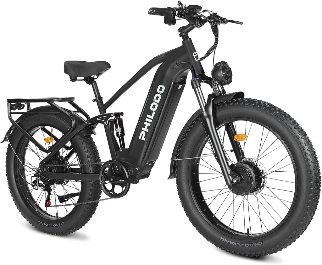 5000w Dual Motor E-Bike 60V Electric Bike for Adults,45 MiIe P-Hour Full Suspension Hydraulic Disc Brakes EBike,26/24x4 Fat Tires Mountain Bikes for All Terrain Snow/Sand