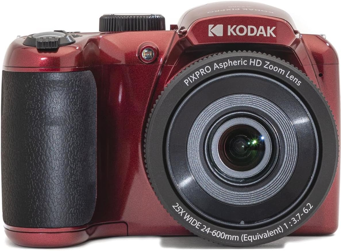 Kodak KODAK PIXPRO AZ255-RD 16MP Digital Camera 25X Optical Zoom 24mm Wide Angle Lens Image Stabilization 1080P Full HD Video 3' LCD Vlogging, with Bag & 32GB SD Card + Reader
