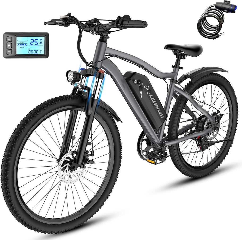 Electric Bike for Adults, 26' Commuter Ebikes with 7-Speed Gears, 25MPH Lightweight E Bike, 720W Peak Motor, 375Wh Removable Battery, 50 Miles Range, Electric Mountain Bicycle for All Terrain