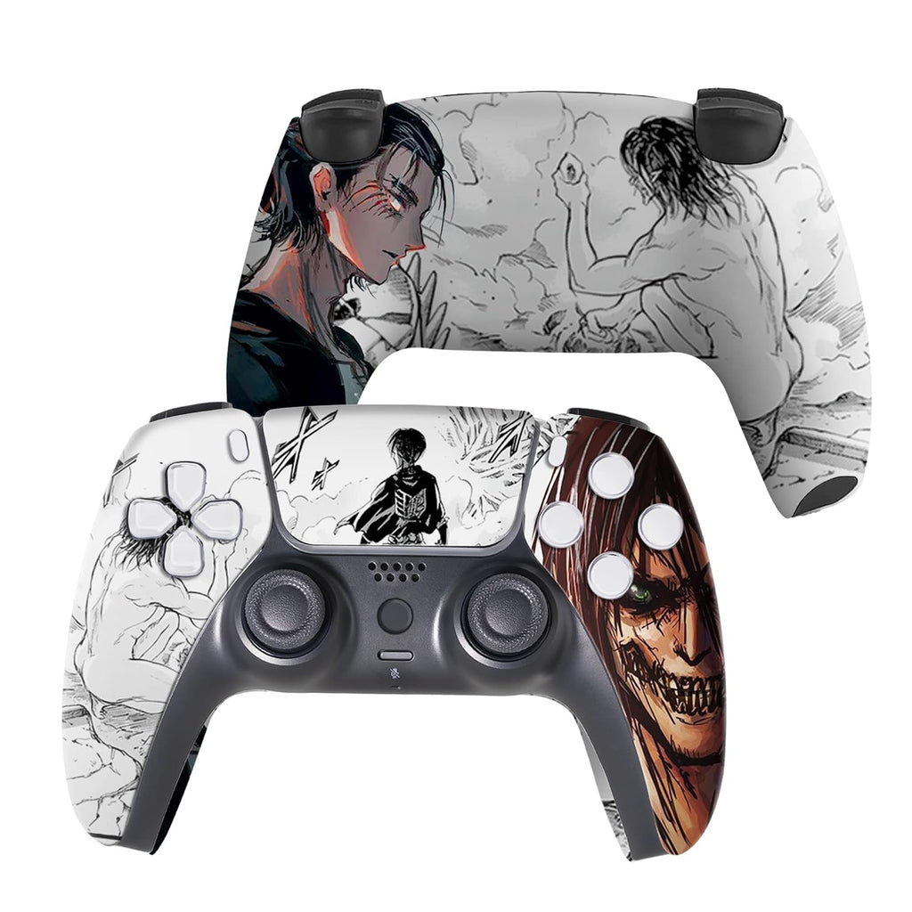 Attackk on Tittan Custom PS-5 Controller Wireless compatible with Play-Station 5 Console by BCB Controllers | Proudly Customized in USA with Permanent HYDRO-DIP Printing (NOT JUST A SKIN) (MODDED).