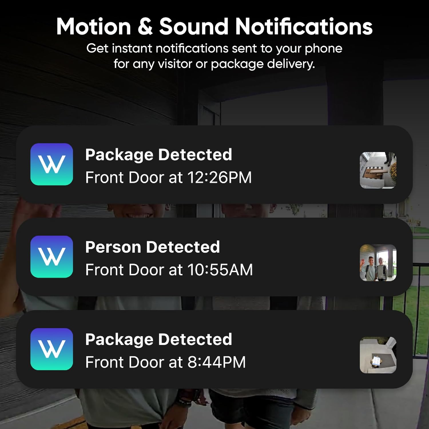 WYZE Wireless Duo Cam Video Doorbell (Chime Included), Battery Powered, 2K Full HD Video, 2 Cameras (People and Package), 2-Way Audio, Color Night Vision