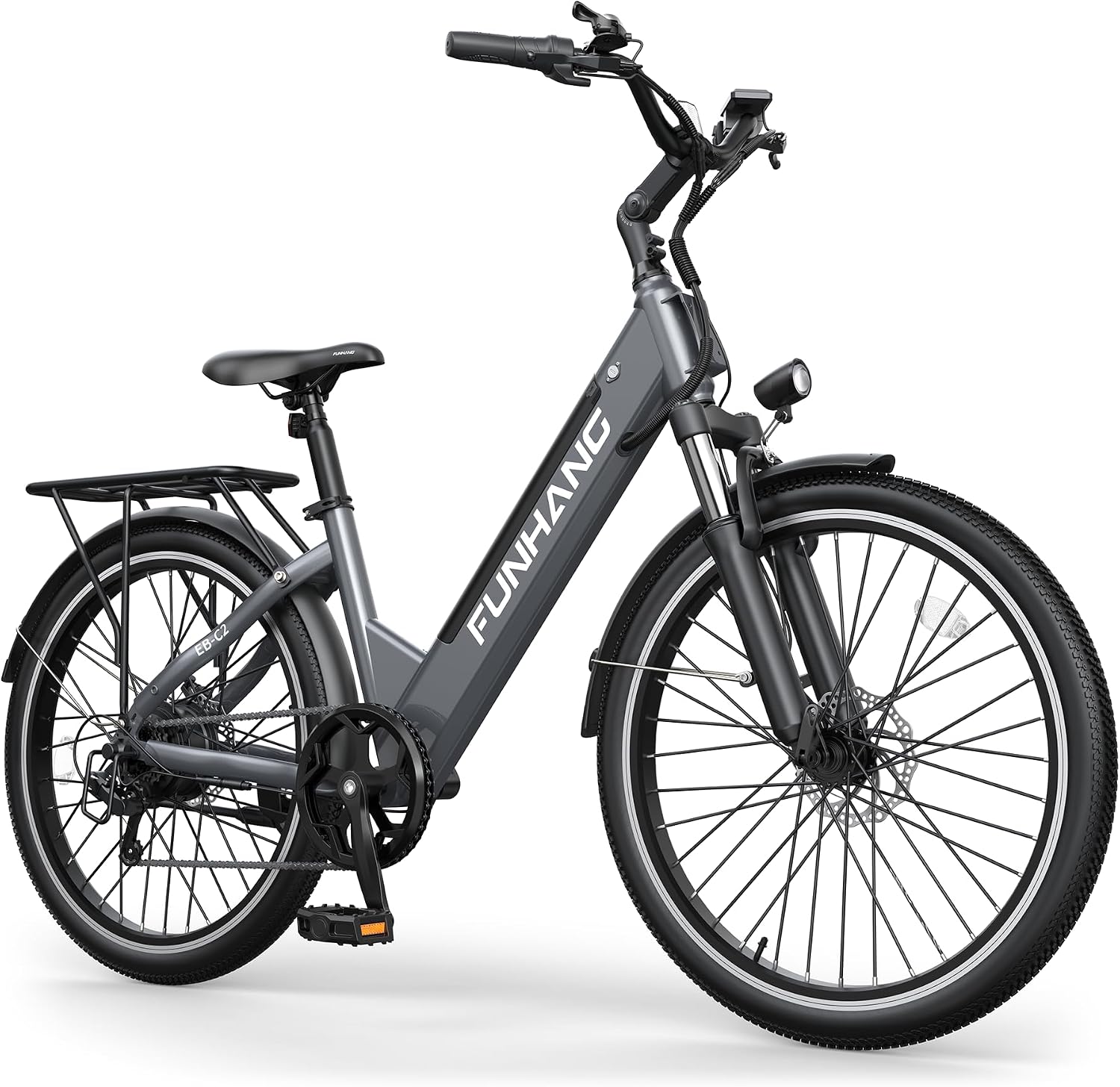 Funhang Electric Bike for Adults, 1000W Peak Ebike, 50Miles 20MPH Step Thru Electric Bicycle, 26' Commuter E Bikes with 48V Built-in Removable Battery, Adjustable Stem, 7-Speed, UL 2849 Certified
