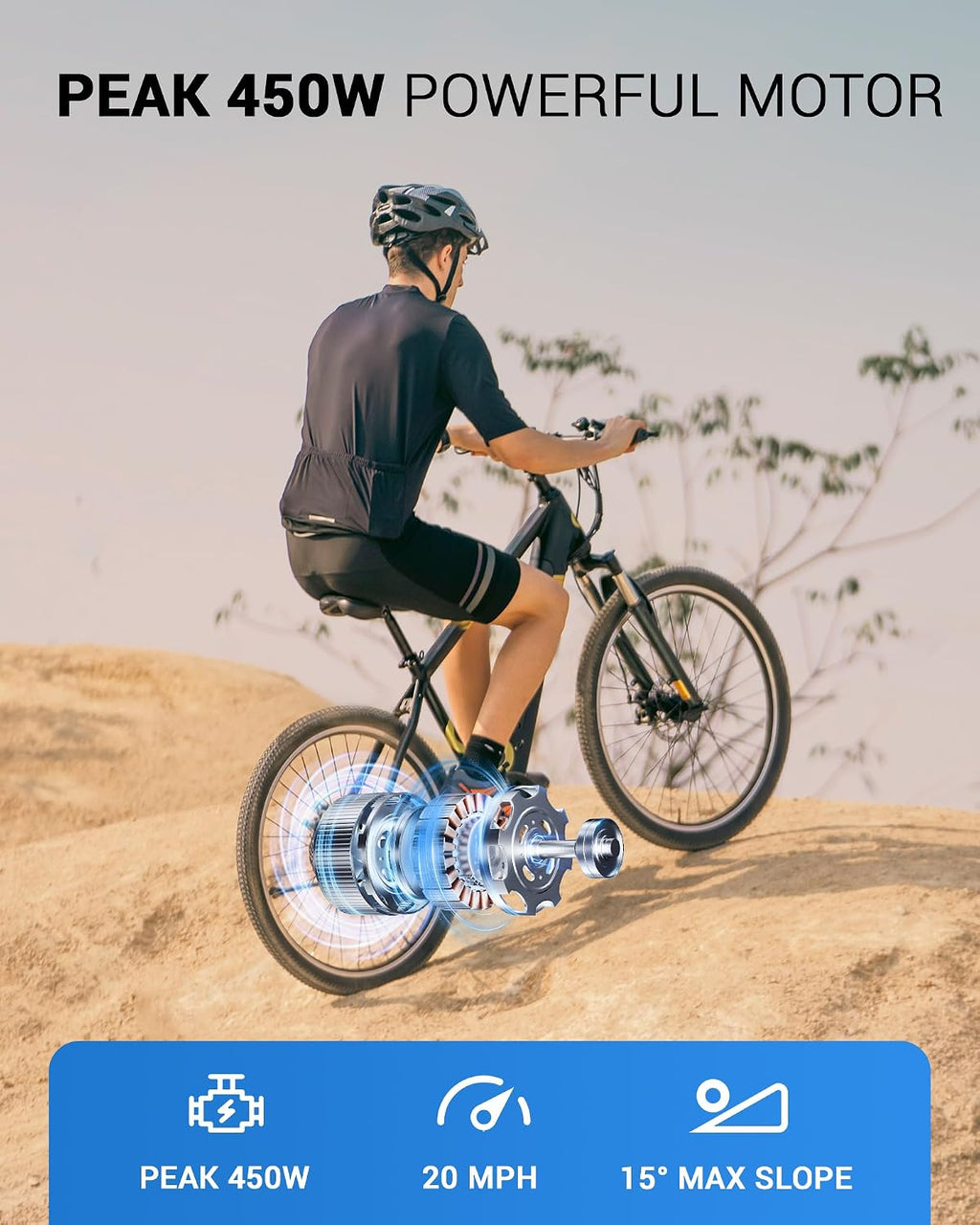 MULTIJOY Electric Bike for Adults,36V Built-in Invisible Removable Battery,350W Brushless Motor(Peak 450W) Electric Mountain Bike,26' Tires&Front Fork Suspension,UL Certified 7-Speed