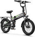 Aipas F3 Electric Bike for Adults with 1500W Motor Peak, 48V 12.8Ah Removable Battery Max 62 Miles 28MPH,20' x 3.0 Fat Tire Folding Electric Bike with 7-Speed and Full Suspension.