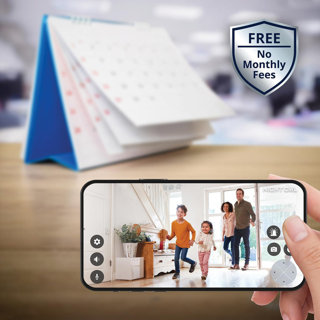 Night Owl 8 Channel Wi-Fi Video Home Security Hub with (4) Battery-Powered Wi-Fi 2K HD Indoor/Outdoor Spotlight Cameras with 2-Way Audio and 64GB microSD Card (Expandable up to 8 Cameras)