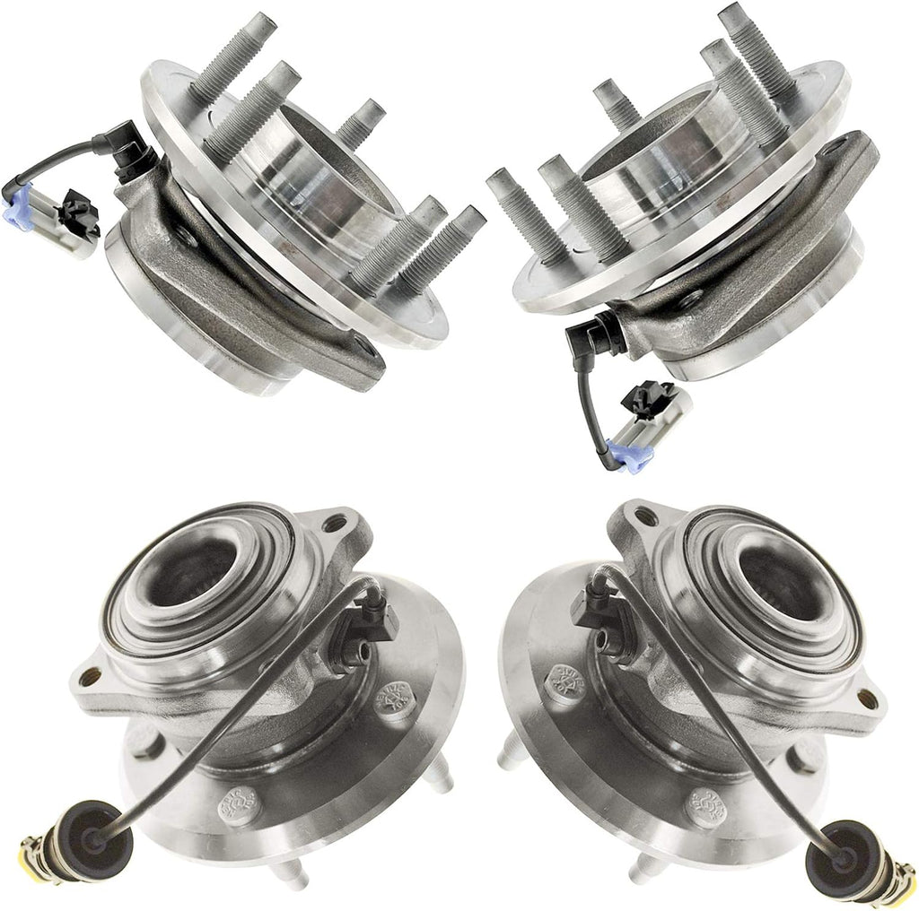 TRQ 2 Piece Front Rear Wheel Bearing & Hub Assembly Set Compatible with 2012-2015 Chevrolet Captiva Sport 2007-2009 Equinox Pontiac Torrent 2008-2010 Saturn Vue Suzuki XL-7