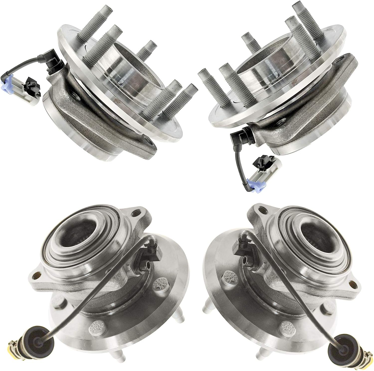 TRQ 2 Piece Front Rear Wheel Bearing & Hub Assembly Set Compatible with 2012-2015 Chevrolet Captiva Sport 2007-2009 Equinox Pontiac Torrent 2008-2010 Saturn Vue Suzuki XL-7