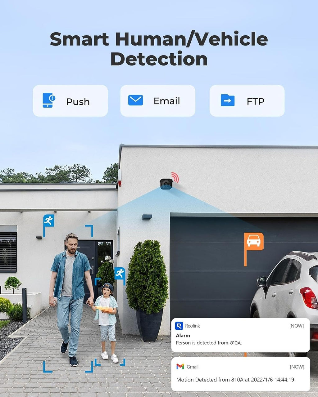 REOLINK 4K/8MP Security Bullet PoE IP Camera,Surveillance Outdoor Indoor,Human/Vehicle/Pet Detection,100ft IR Night Vision,Work with Smart Home,Up to 512GB microSD Card,RLC-810A(Pack of 2)