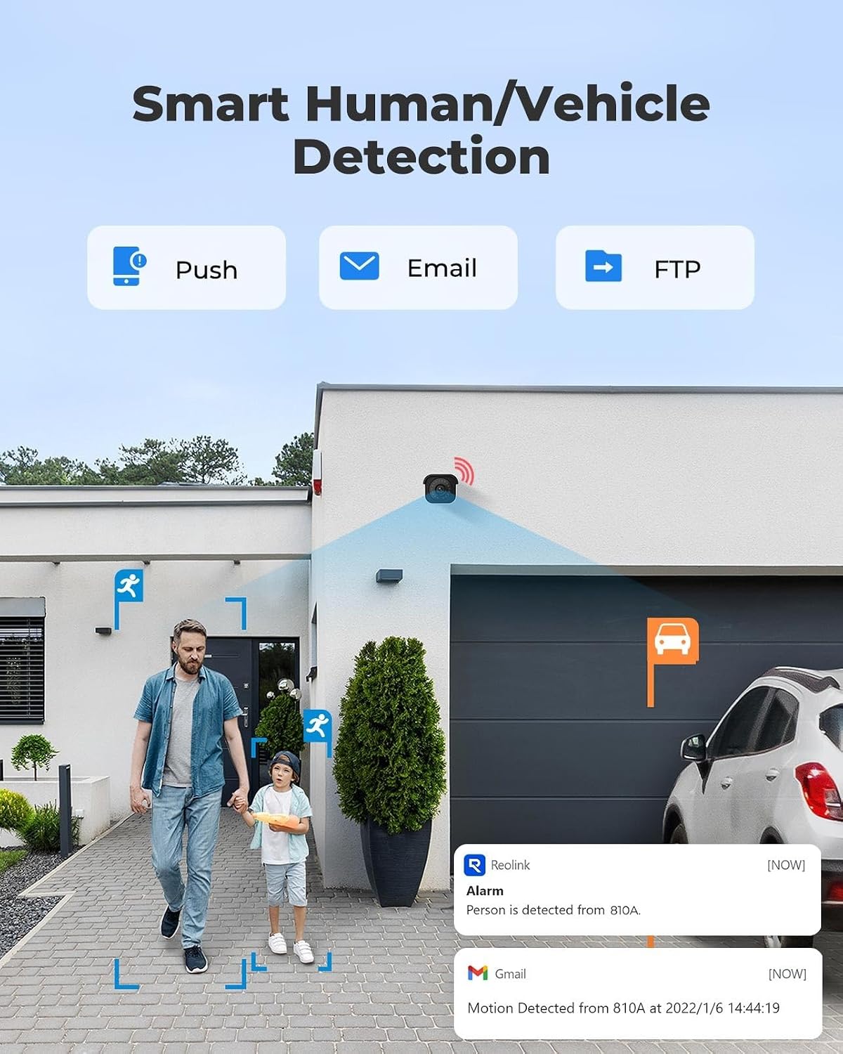 REOLINK 4K/8MP Security Bullet PoE IP Camera,Surveillance Outdoor Indoor,Human/Vehicle/Pet Detection,100ft IR Night Vision,Work with Smart Home,Up to 512GB microSD Card,RLC-810A(Pack of 2)