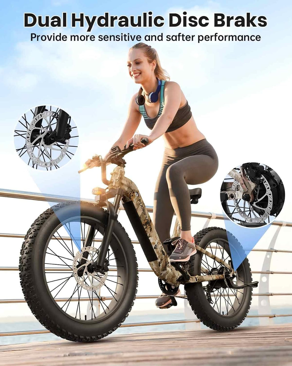 PUCKIPUPPY Electric Bike for Adults 960W+A Luxury Accessory Pack, 48V 20AH Battery Adult Electric Bicycles, 26' Fat Tire Full Suspension Step-Thru Ebike, 28MPH Mountain Ebike, 7 Speed, 80Miles Range