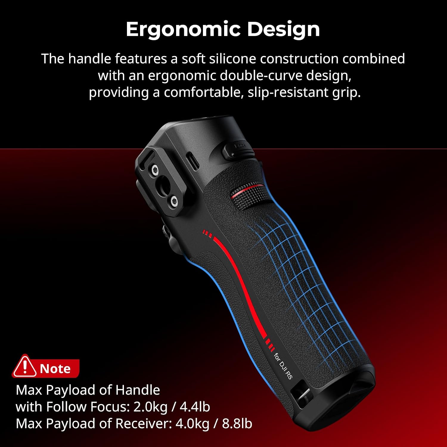 SMALLRIG Handle with Follow Focus for DJI RS 2 / RS 3 Pro/RS 4 / RS 4 Pro/RS 5 Gimbal Stabilizer, Handle with 1/4'-20 locating Holes and a Cold Shoe Mount, Max Load 4.4lb