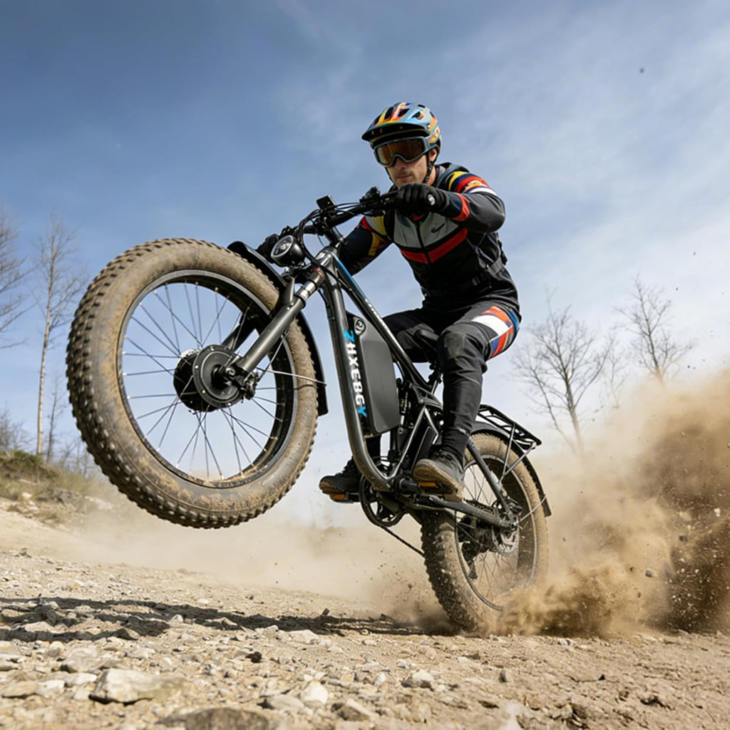7000W Peak Dual-Motor-Ebike for Adults with 52V 34AH(1768Wh) Battery, 45MPH Fast E-Bike 100 Miles, 24' Fat Tire Electric Bike for Adults, Full Suspension Electric Bicycle Snow Off-Road (Black)
