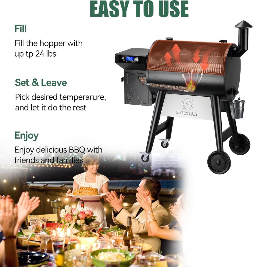 Z GRILLS Wood Pellet Grill & Smoker, 8-in-1 Outdoor BBQ Grill with PID 3.0 Controller, 697 sq in Cooking Area, 2 Meat Probes, LCD Screen, Rain Cover Included