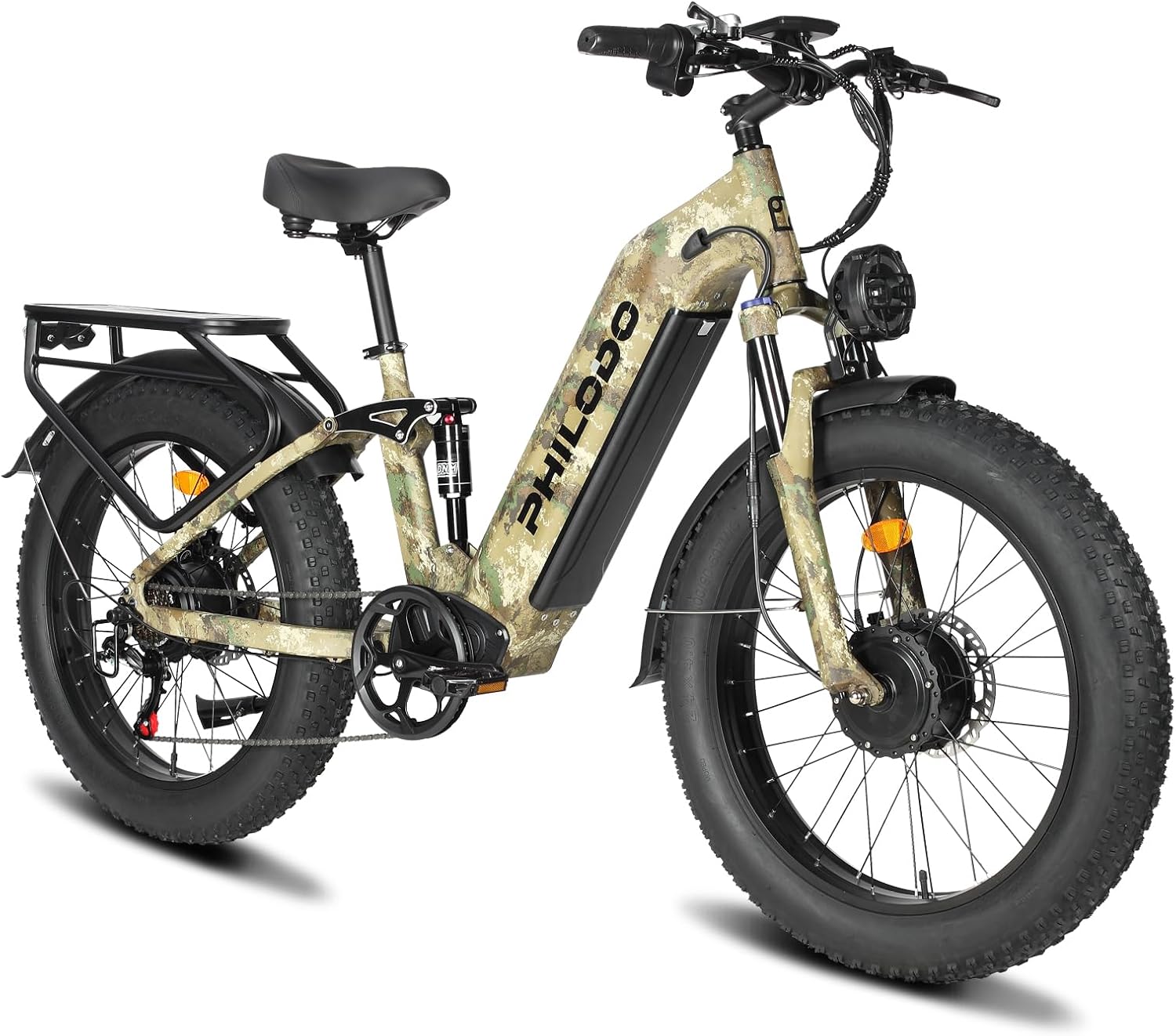 5000w Dual Motor E-Bike 60V Electric Bike for Adults,45 MiIe P-Hour Full Suspension Hydraulic Disc Brakes EBike,26/24x4 Fat Tires Mountain Bikes for All Terrain Snow/Sand