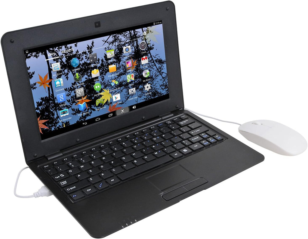 2025 Version 10.1 Inch Portable 8GB Computer Laptop PC Quad Core Android 6.0 Mini Netbook Slim and Lightweight Notebook YouTube Player Flash (Black)