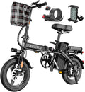 Foldable Electric Bike for Adults and Teens, 750W/1000W Peak Motor Ebike with 48V 10AH Removable Battery, 30-60 Miles PAS Range, 14' Mini E-Bike for Daily Commuting, Electric Bicycle for Riders
