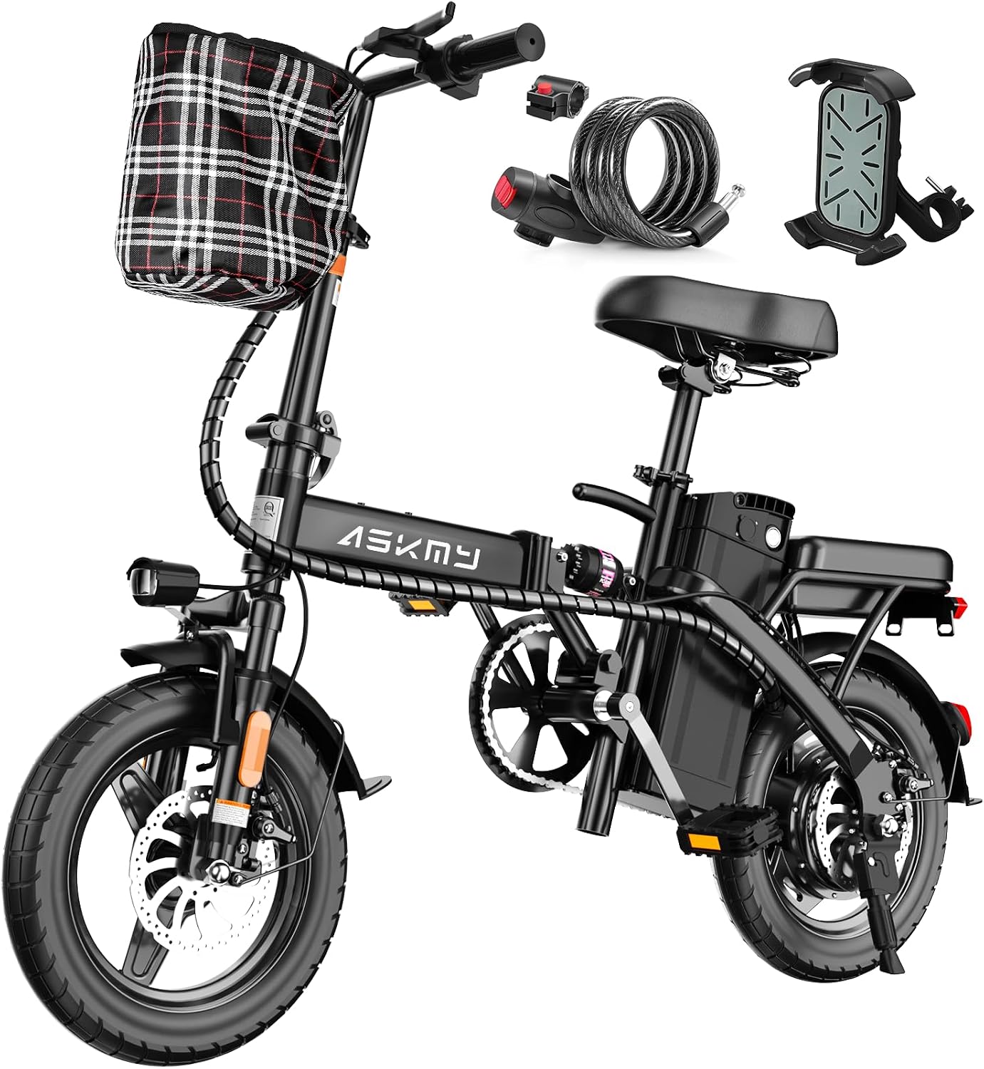 Foldable Electric Bike for Adults and Teens, 750W/1000W Peak Motor Ebike with 48V 10AH Removable Battery, 30-60 Miles PAS Range, 14' Mini E-Bike for Daily Commuting, Electric Bicycle for Riders