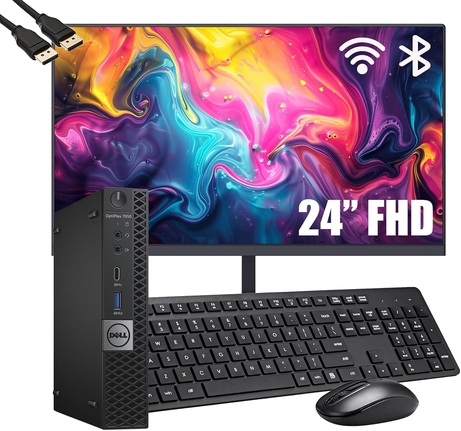 Dell OptiPlex 7050 mini Desktop Computer PC with 24' FHD Monitor, Intel Core i5-6500, 16GB RAM, 256GB SSD, Wi-Fi, Bluetooth, Keyboard & Mouse, Windows 11 Pro (Renewed)