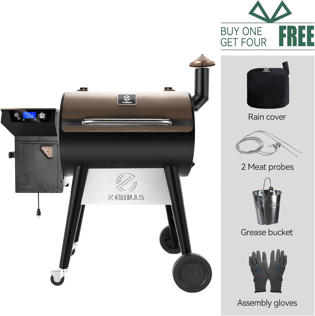 Z GRILLS Wood Pellet Grill Smoker with PID 3.0 Controller, 697 Cooking Area, Meat Probes, Rain Cover for Outdoor BBQ, 7002C