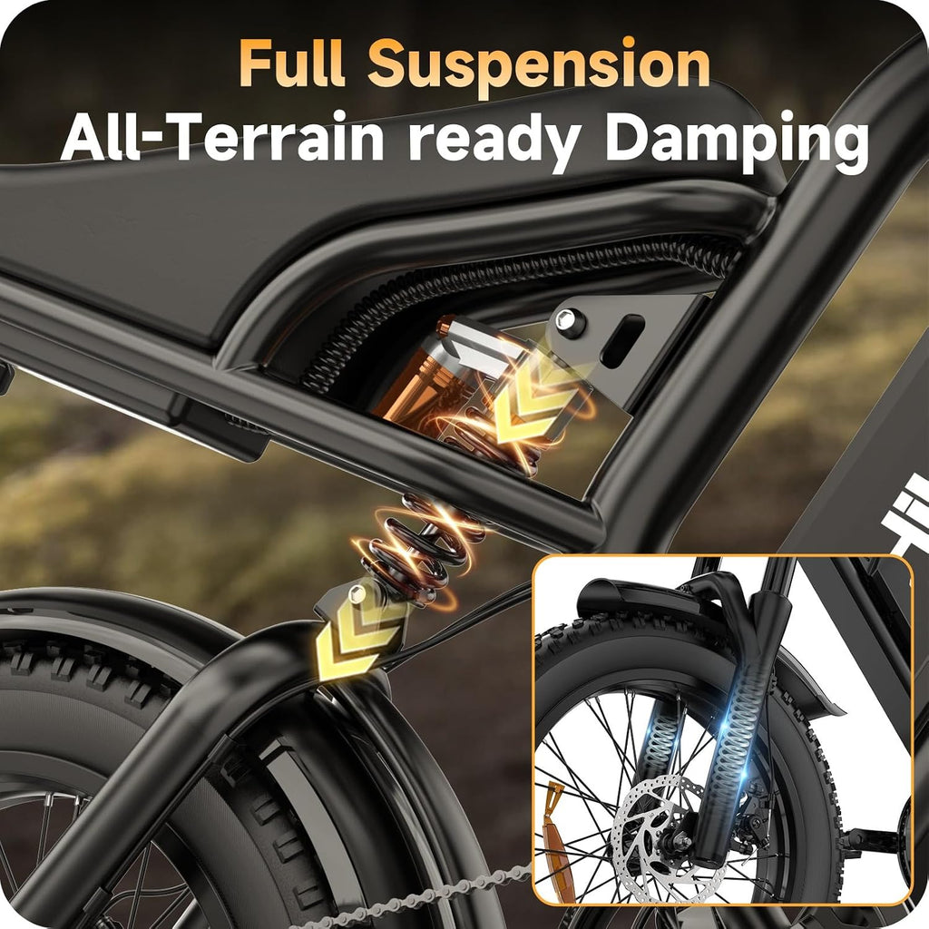 HiKeep Electric Dirt Bike for Adults - Peak 1500W/3000W Electric Bikes, 28-35MPH, 48V/52V 15.6Ah/25Ah/40Ah, 70-120 Mile(PAS Mode), 16/20 Inch All-Terrain Fat Tire Electric Motorcycle