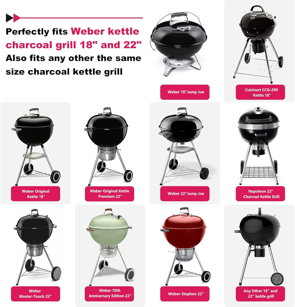 Grill Table for Weber 22' &18' Original Kettle, for Weber Grill Table, Stand Cart for JumboJoe Master-Touch Charcoal Outdoor Prep Performer Charcoal Accessories for Outside