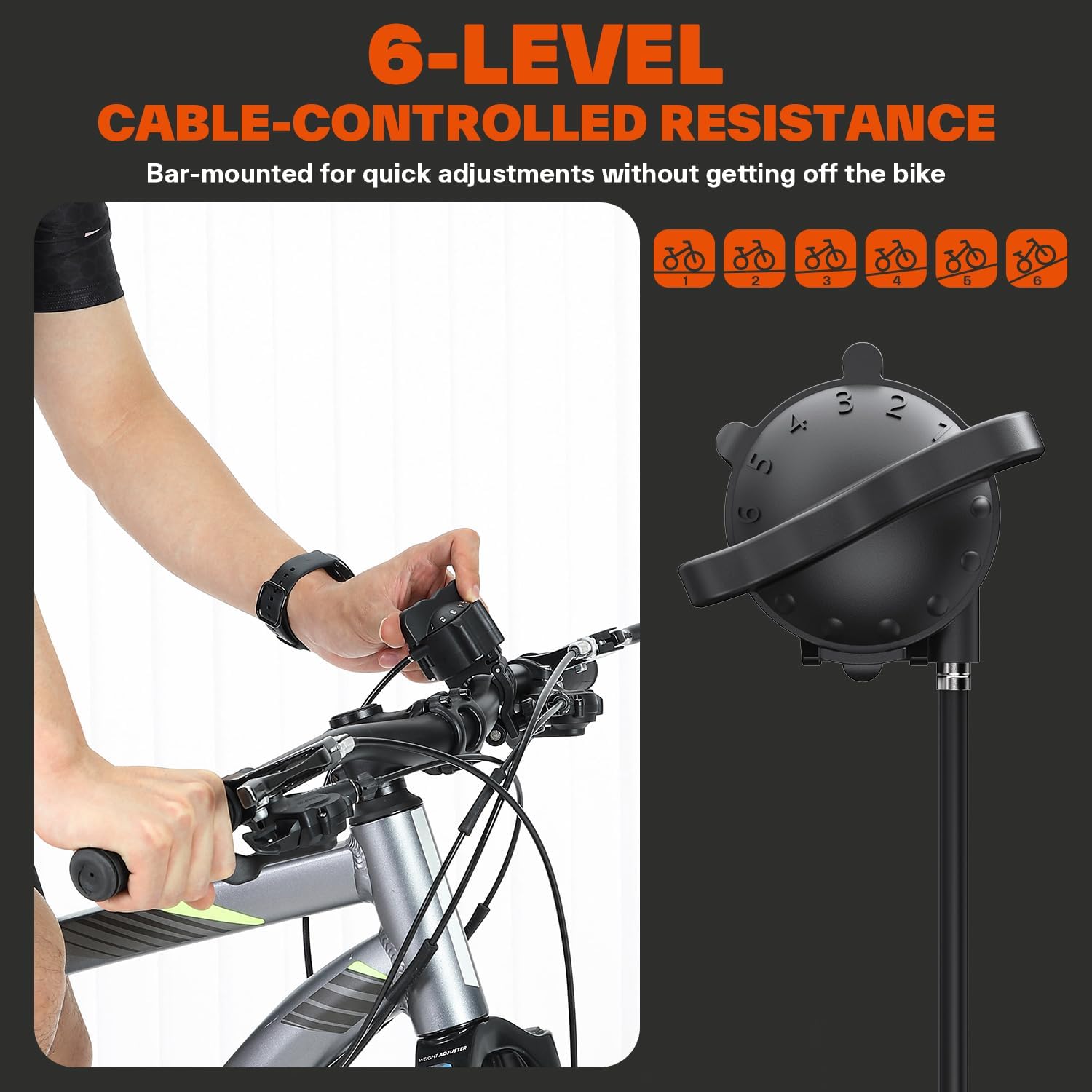 Sportneer Bike Trainer - Magnetic Stationary Bike Stand for 26-28' & 700C Wheels - Adjustable 6 Level Resistance Bike Trainer Stand for Indoor Riding with Quick Release Lever & Front Wheel Riser Block