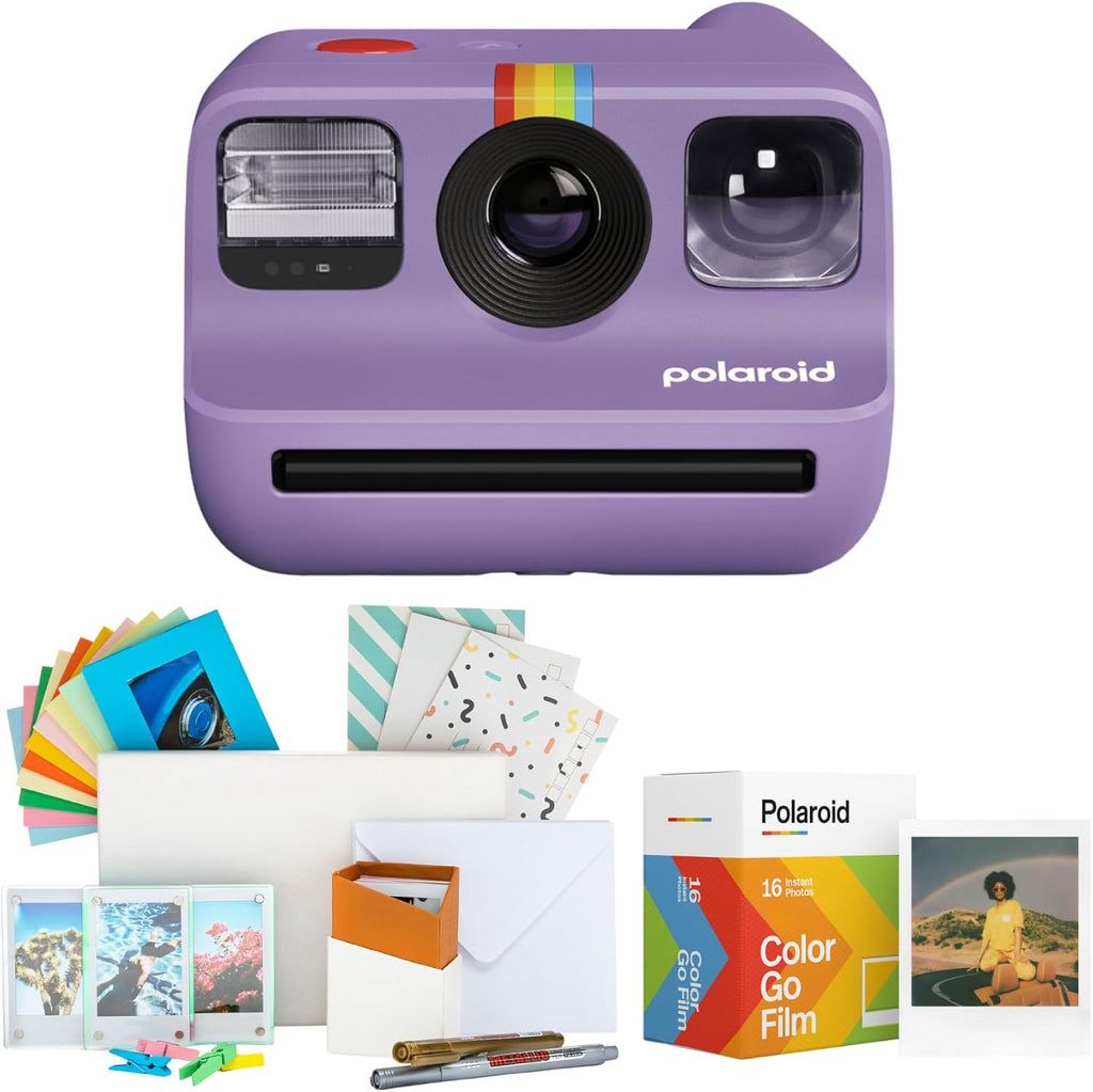 Polaroid Go Generation 2 Instant Camera with Self-Timer Double Exposure Modes (Purple) and Accessories Bundle (3 Items)
