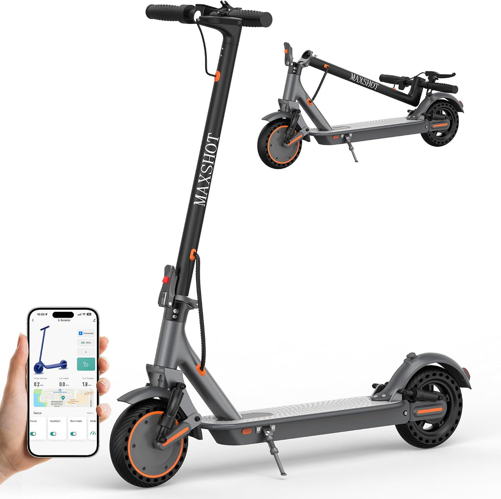 MAXSHOT Electric Scooter for Adults, 8.5/10/14' Tires, 19/22Mph, 350W/500W Motor, 21-28 Miles Range, Folding E-Scooter with Dual Suspension,APP Contro